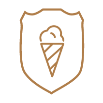 Goldenes Icon-Symbol für sommerliche Erfrischung mit einem Eis